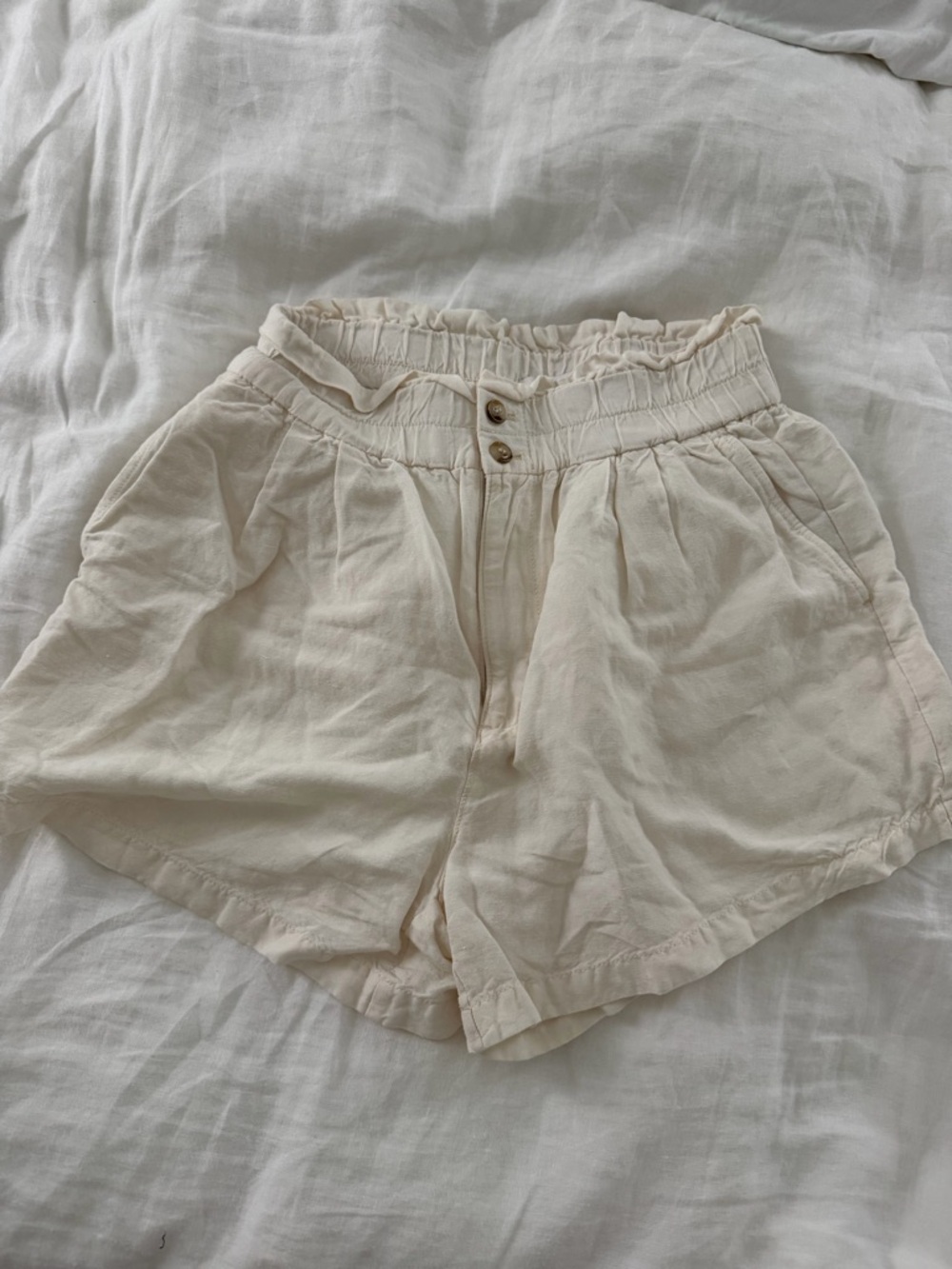 Madewell elastic linen shorts cream size XS